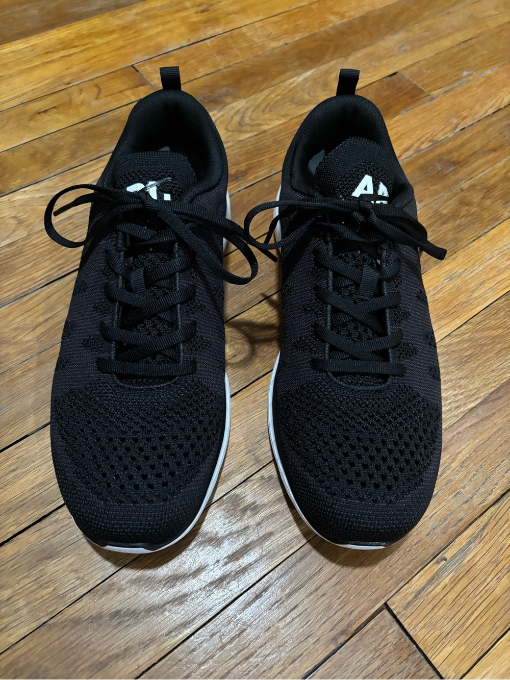 APL propelium Mens Black Knit Running Sneakers with White Sole